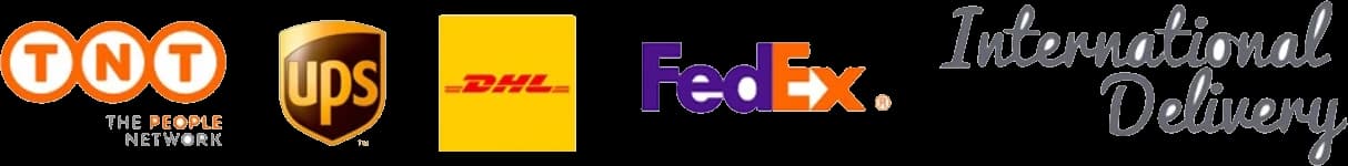 Shipping carriers: TNT, UPS, DHL, FedEx — worldwide international delivery